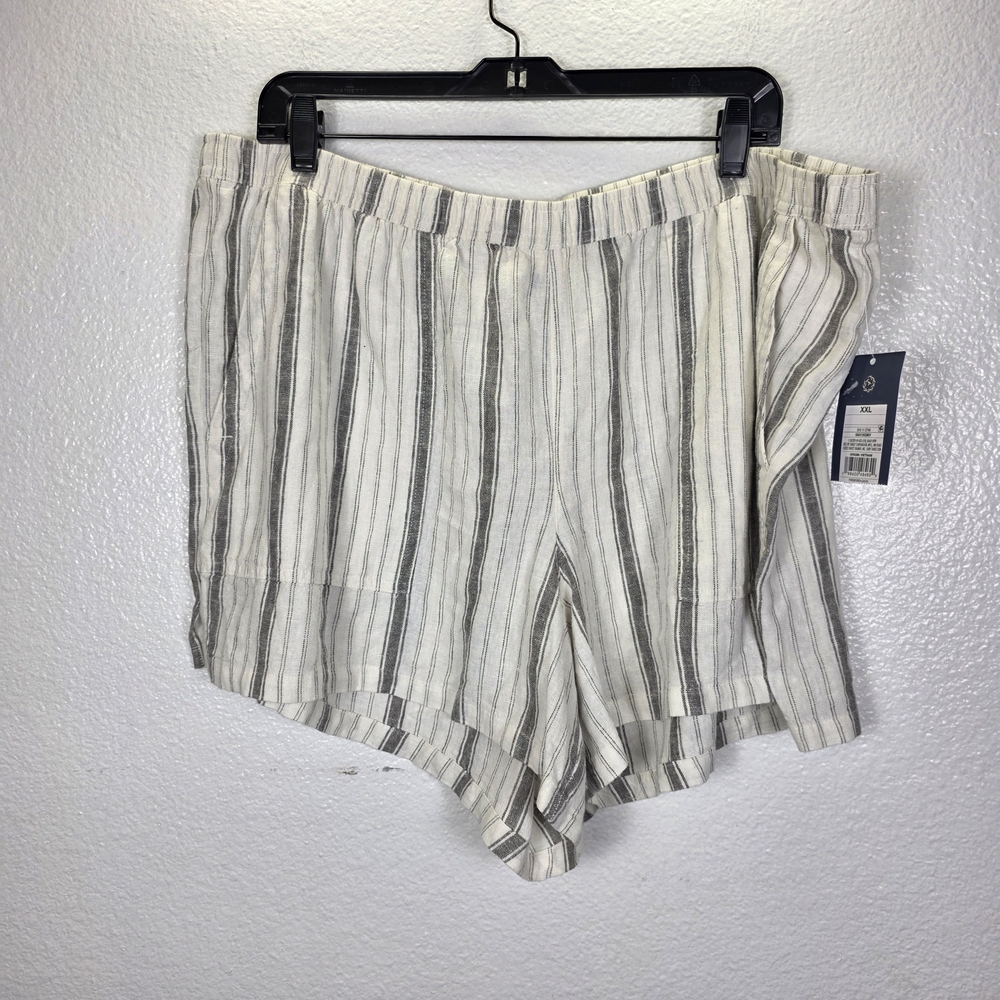 Universal Thread Striped Linen Blend Pull On Shorts With Pockets Women’s SZ‎ XXL